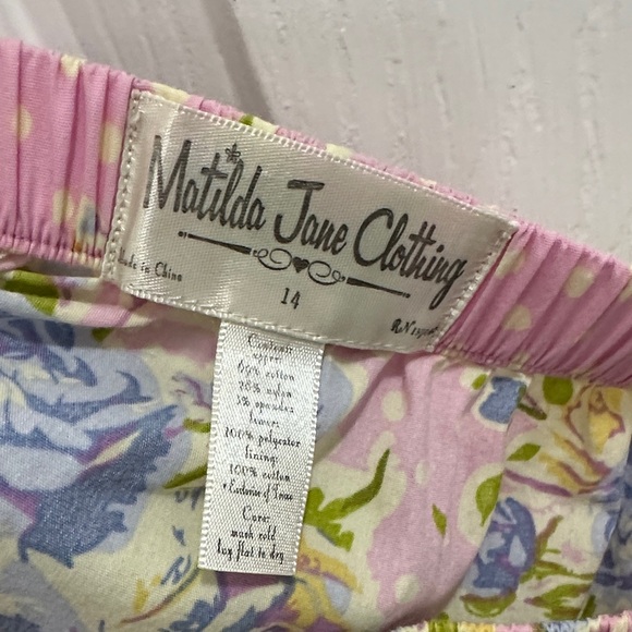 Matilda Jane Olive Green Tiered Skirt with Floral Pink Waistband - Picture 2 of 4